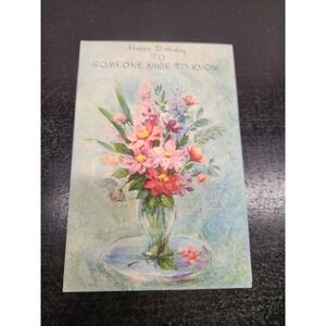 Vintage‎ Forget Me Not Birthday Card Floral Vase Someone Nice to Know 15 B 2039R